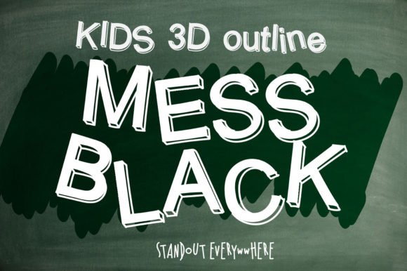 Kids 3D Outline Mess Black: A Playful Display Typeface for Digital Brands
